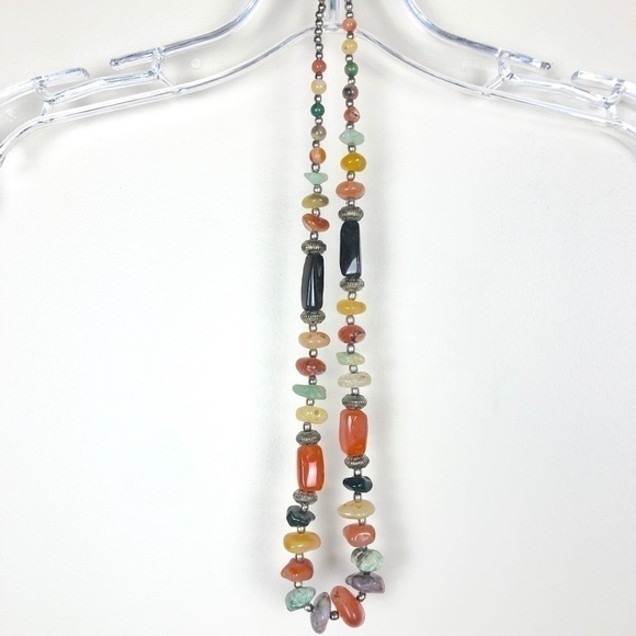 Vintage Jewelry - Vintage Crystal Necklace Amethyst Carnelian Amazonite Citrine Black Onyx